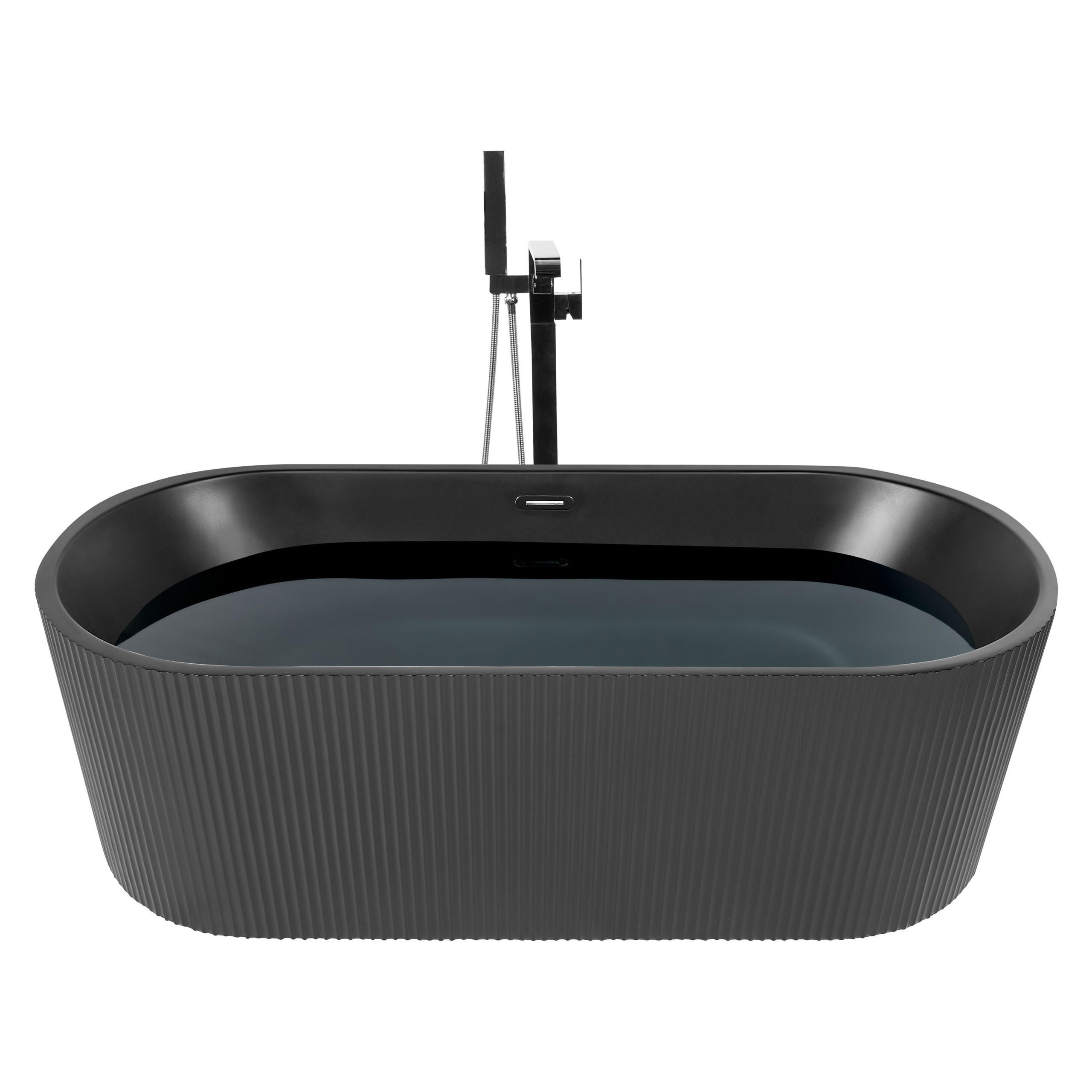 FREISTEHENDE BADEWANNE 81x169x59 cm schwarz Gocta - Schwarz, Kunststoff (81/59/169cm) - Beliani