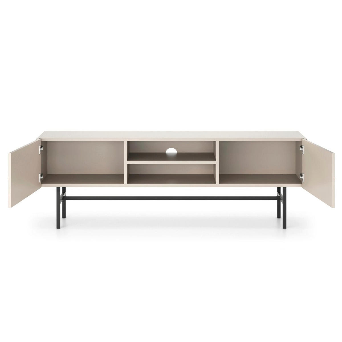 TV stolík Divenos sivobéžový so zlatými akcentmi 155/52/35 cm - čierna/zlatá, kov/kompozitné drevo (155/52/35cm) - Selsey