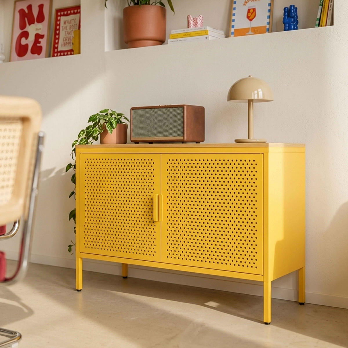 SIDEBOARD 100 cm, Gelb - Gelb, Metall (100/60/40cm) - Oviala