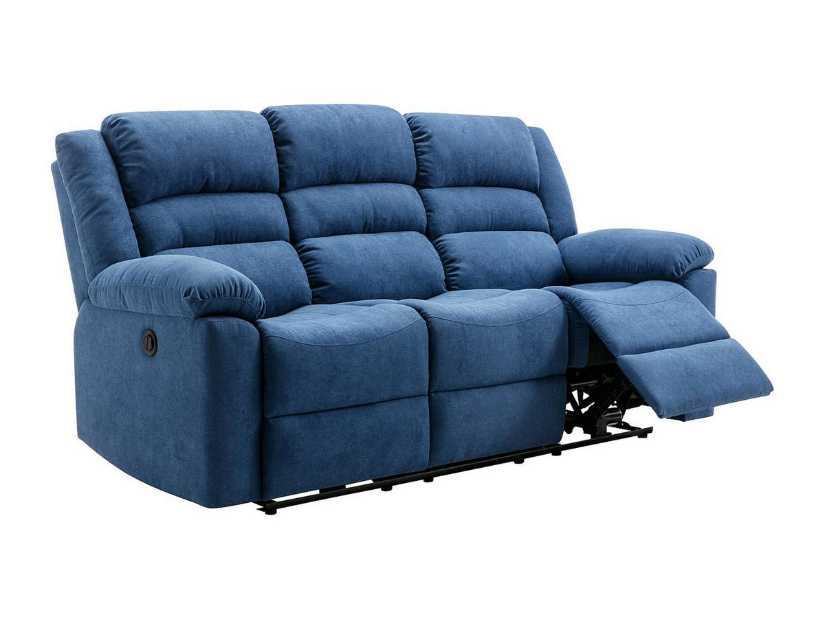 RELAXSOFA - 3 Personen - stoff - blau Burolo - Blau, Textil (199/103/95cm) - Vente-Unique