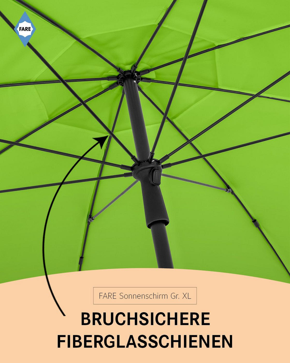 SONNENSCHIRM 235/235/144 cm - Grün, Kunststoff (235/235cm) - FARE