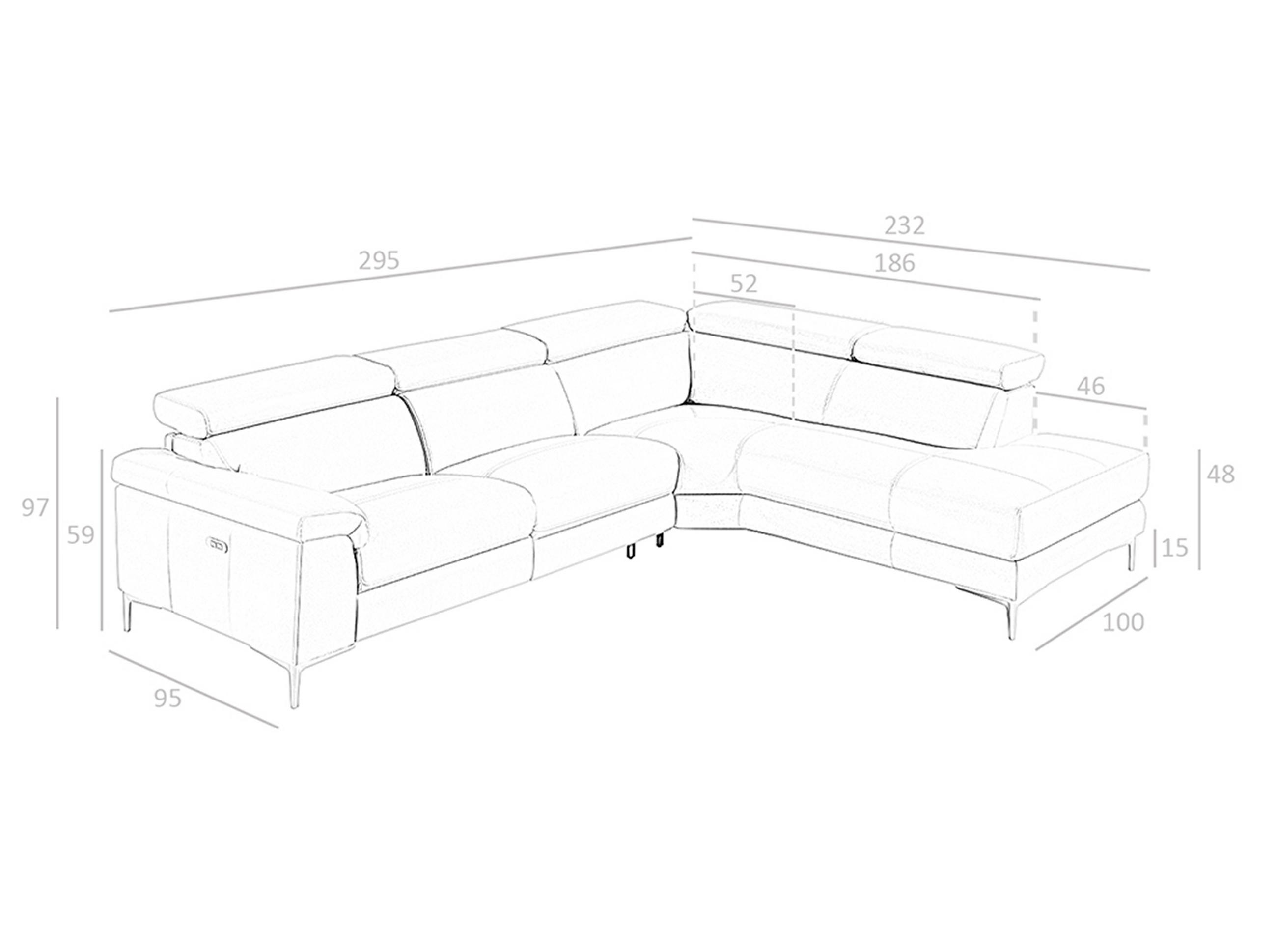 ECKSOFA Dunkelgrau Schwarz 295/232/97 cm - Dunkelgrau/Schwarz, Leder (295/232cm) - ANGEL CERDA