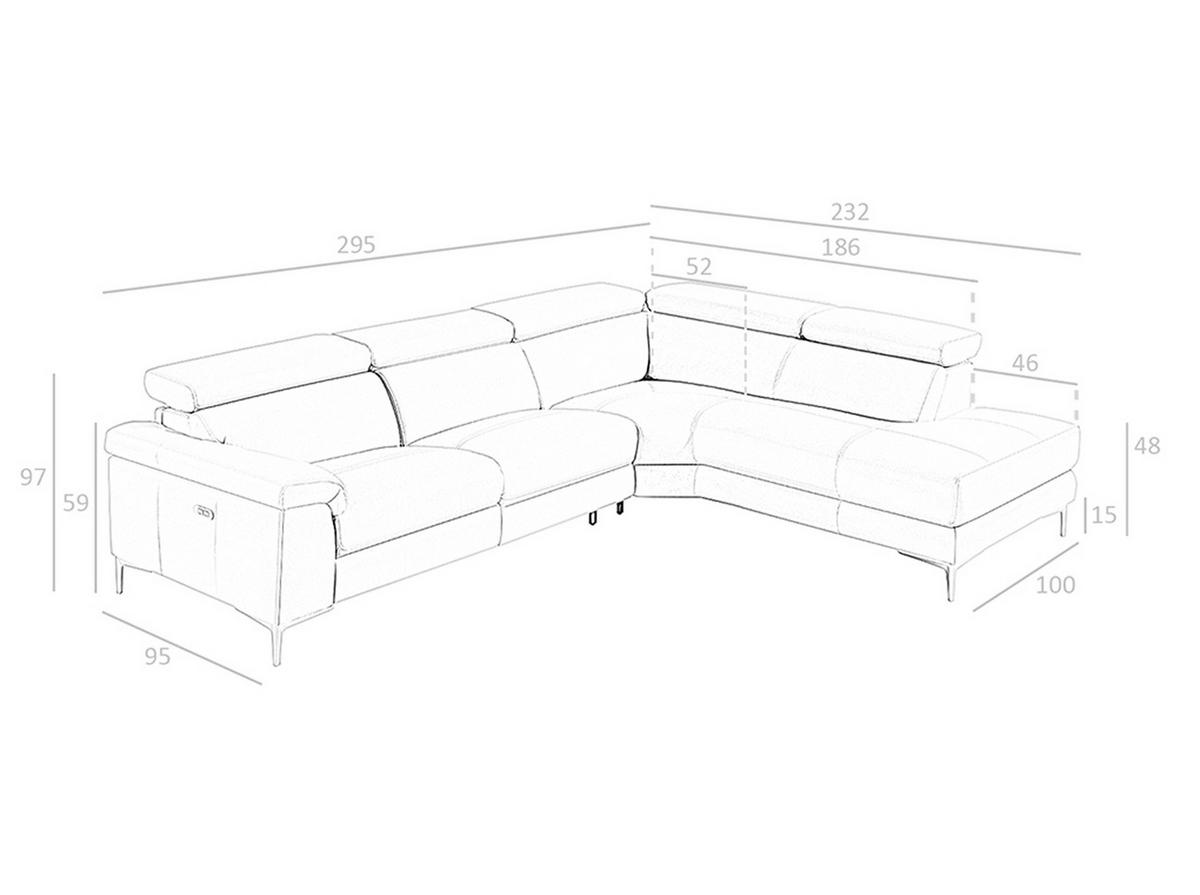 ECKSOFA Dunkelgrau Schwarz 295/232/97 cm - Dunkelgrau/Schwarz, Leder (295/232cm) - ANGEL CERDA