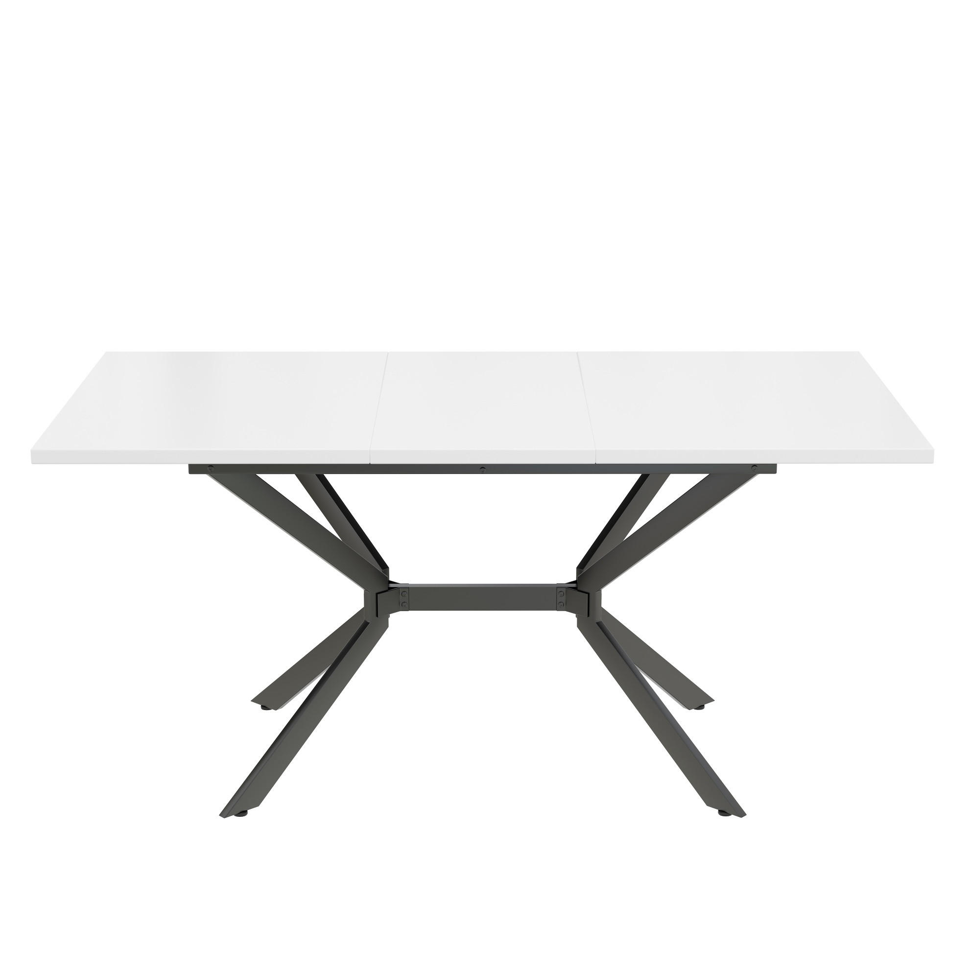 AUSZIEHTISCH 120-160/80 cm in Weiß mit schwarzem Metallgestell - Weiß, Holzwerkstoff (160/75/80cm) - BEAOK