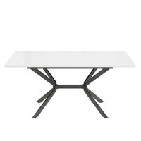 AUSZIEHTISCH 120-160/80 cm in Weiß mit schwarzem Metallgestell - Weiß, Holzwerkstoff (160/75/80cm) - BEAOK