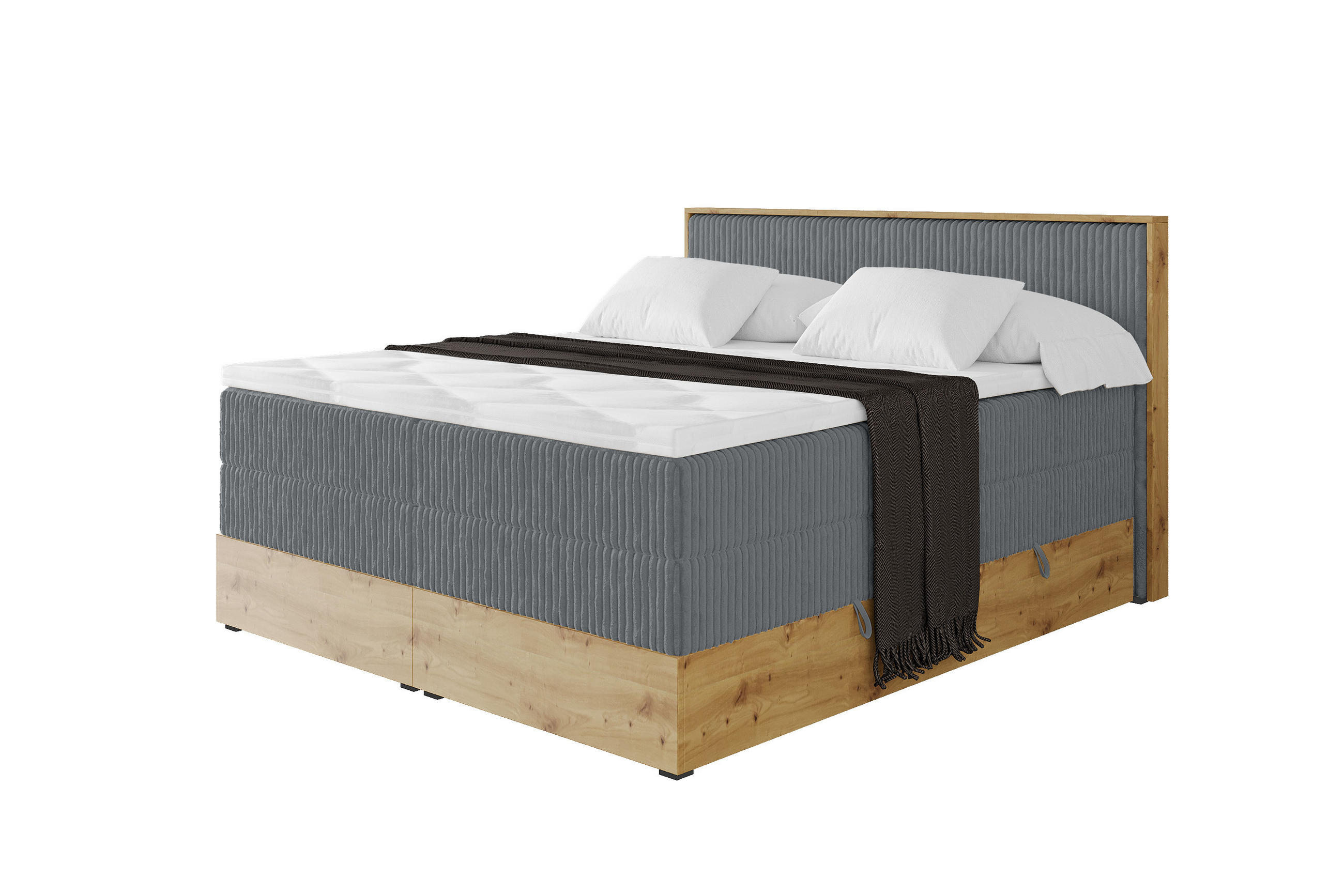 Altdecor Boxspringbett Dunkelgrau 160x200 cm