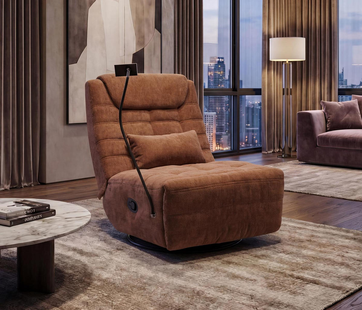 RELAXSESSEL Orange - Terracotta/Orange, Textil (82/96/163cm) - MCW