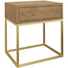 NACHTSCHRANK Kay 45/50/35 eiche Wotan - Eiche Wotan/Goldfarben, Holzwerkstoff/Metall (45/50/35cm) - Beautysofa