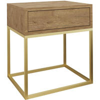 NACHTSCHRANK Kay 45/50/35 eiche Wotan - Eiche Wotan/Goldfarben, Holzwerkstoff/Metall (45/50/35cm) - Beautysofa