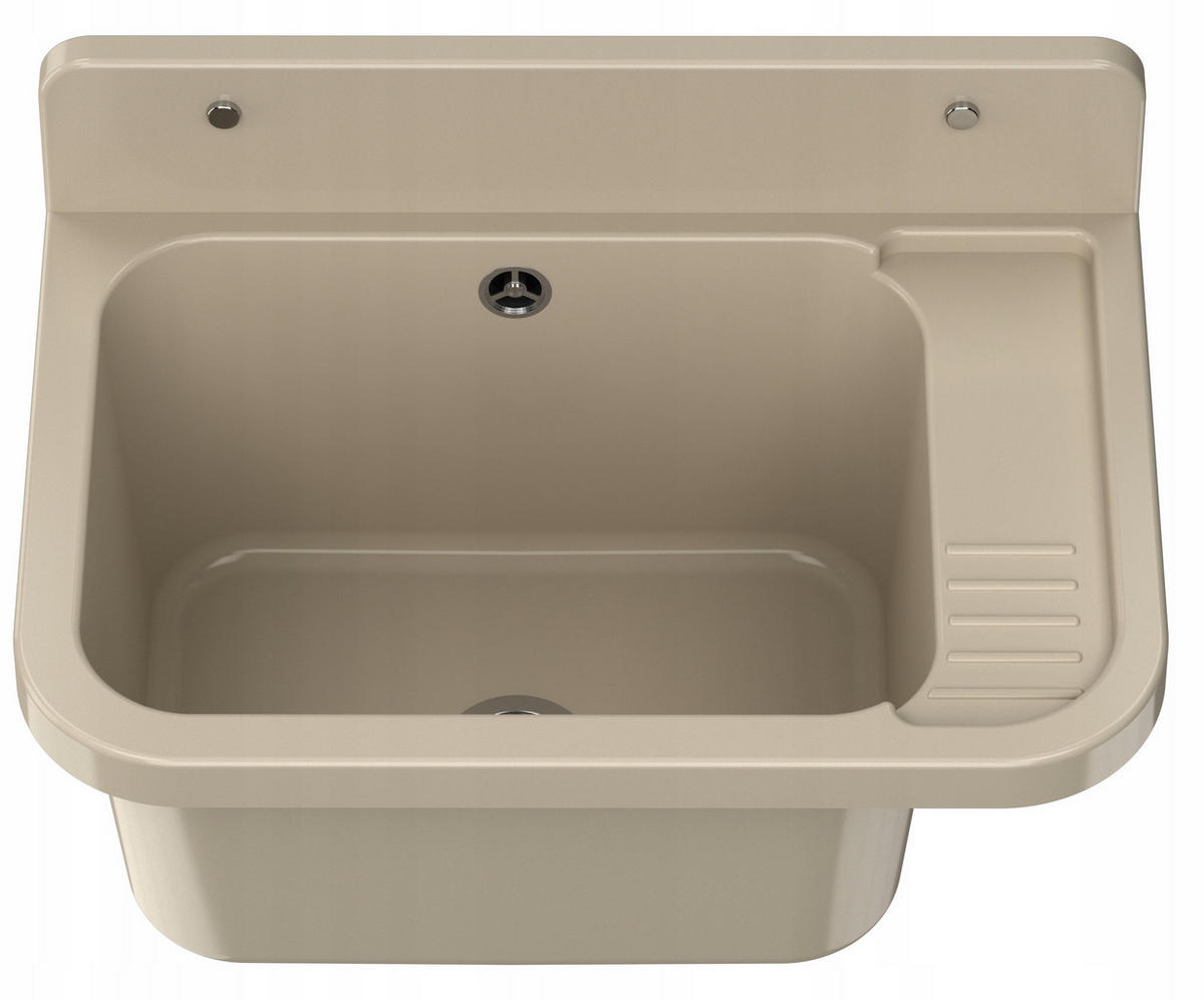 SPÜLBECKEN Paron mit Siphon - Beige, Kunststoff (50/34/31cm) - Granitan