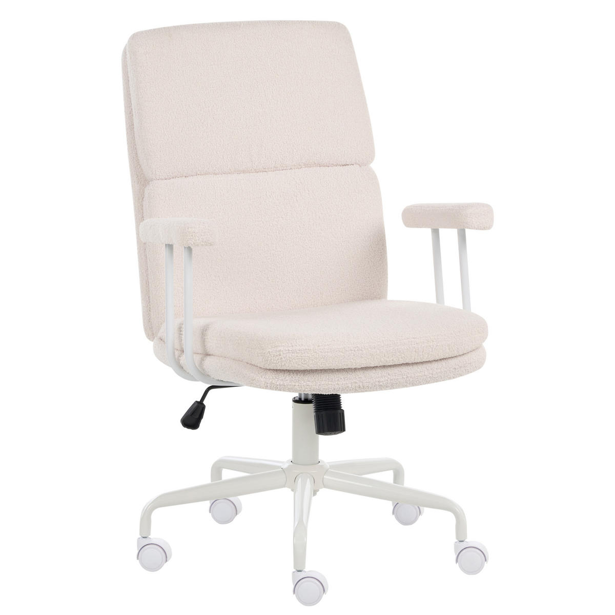BÜROSTUHL Bouclé Cremeweiß Vero - Creme, Textil (62/100/65cm) - Beliani