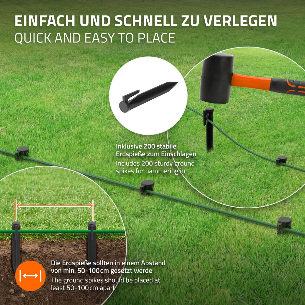 OHRANICOVACÍ KABEL pro sekačky roboty 50 m + sada z pocínované mědi - zelená barva, kov (0.27/0.27/5000cm) - ECD-Germany
