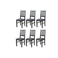 STUHL Bos 4 (6er Set) - Schwarz/Grau, Holz (43/94/40cm) - Leaf Design