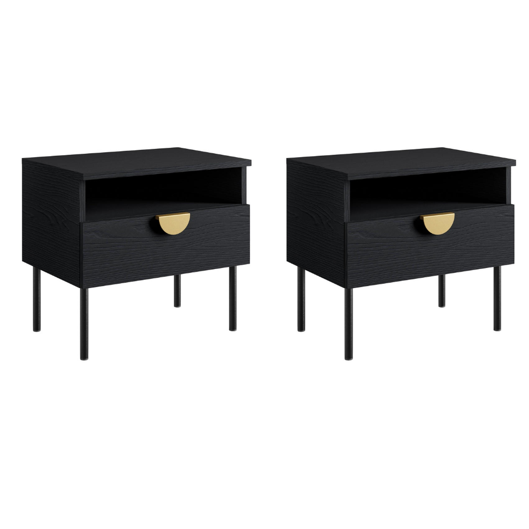 NACHTTISCH Graphitschwarz 50/45,5/34,5 - Graphitfarben, Holzwerkstoff (50/46/35cm) - RAUMHIRSCH FURNITURE