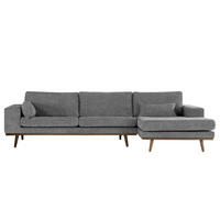 ECKSOFA mit Longchair - Eichefarben/Dunkelgrau, Eichenholz/Textil (281/153cm) - home24