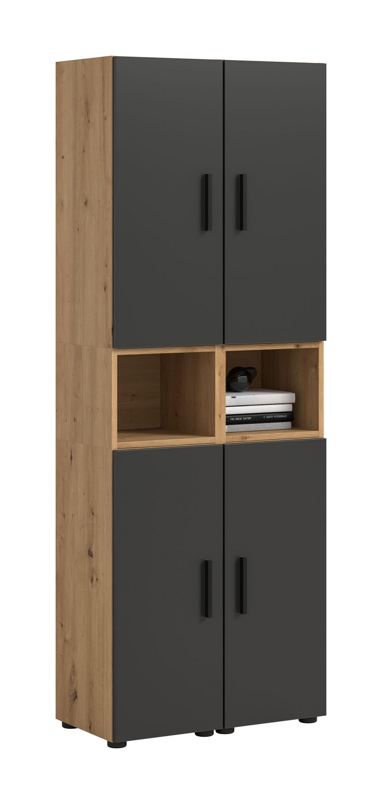 WOHNKOMBINATION THE ONE (B/H/T: ca. 65/178/34 cm) in Artisan Oak Nachbildung/Basalt grau - Eiche Artisan, Holzwerkstoff (65/178/34cm)