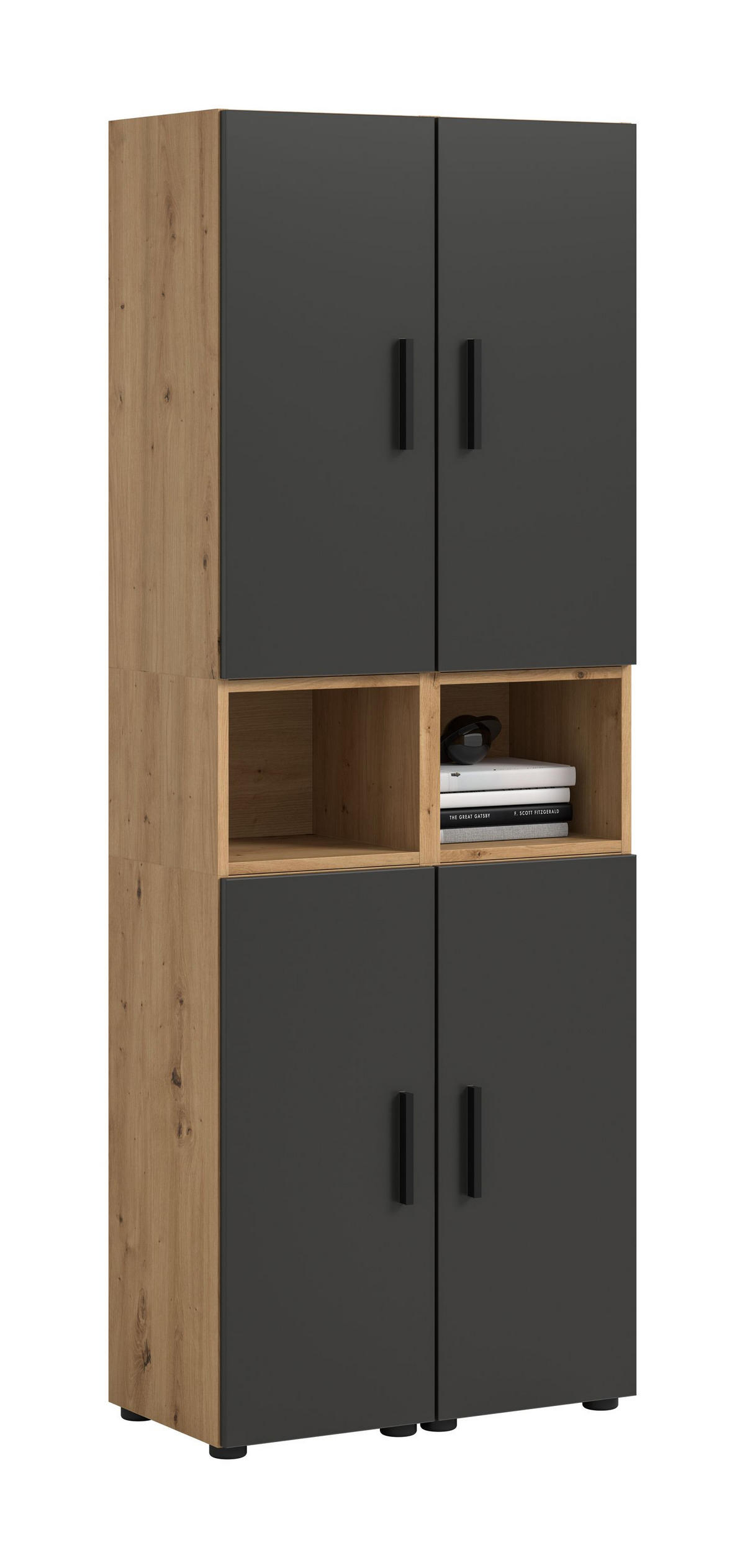 WOHNKOMBINATION THE ONE (B/H/T: ca. 65/178/34 cm) in Artisan Oak Nachbildung/Basalt grau - Eiche Artisan, Holzwerkstoff (65/178/34cm)