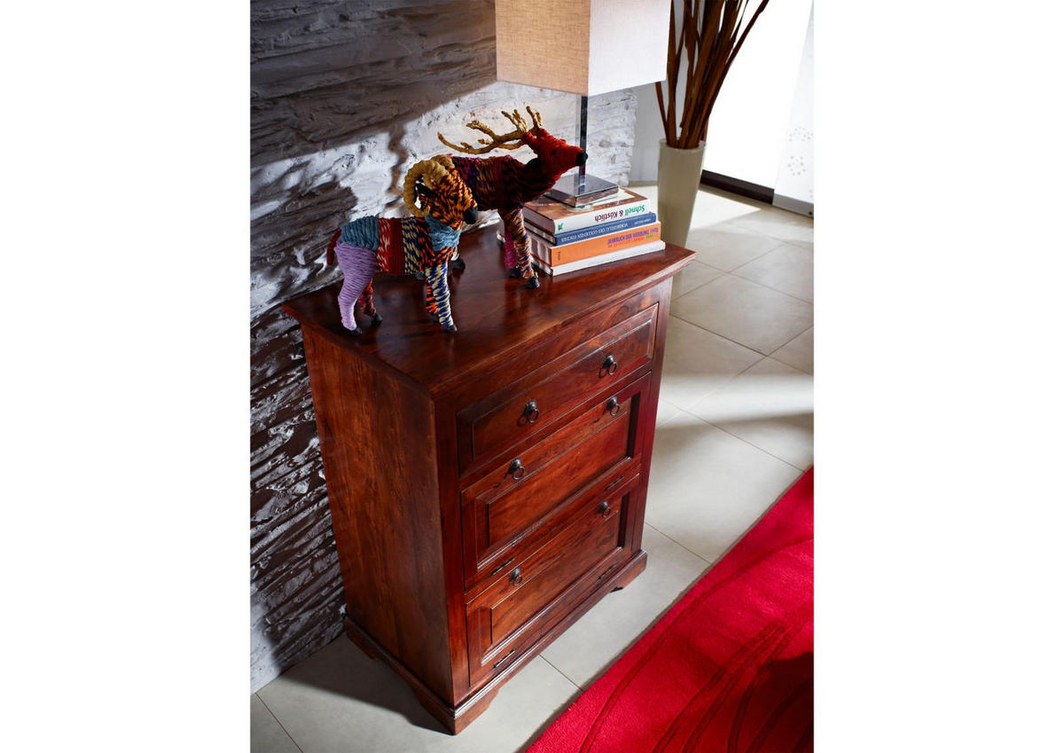 KOMMODE Akazie 80x45x100 nougat lackiert OXFORD #904 - Dunkelbraun, Holz (80/100/45cm) - Massivmoebel24