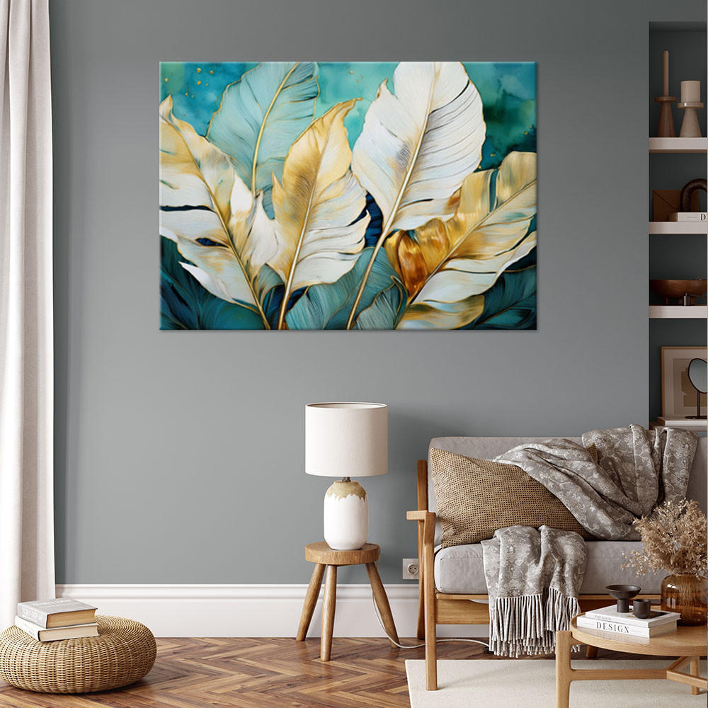 Thumbnail - Feeby Wandbild, Türkis, Textil, Baum/Pflanze/Natur, Rechteckig, 100x70 cm, Bilder und Zubehör, Wandbilder, Leinwandbilde...