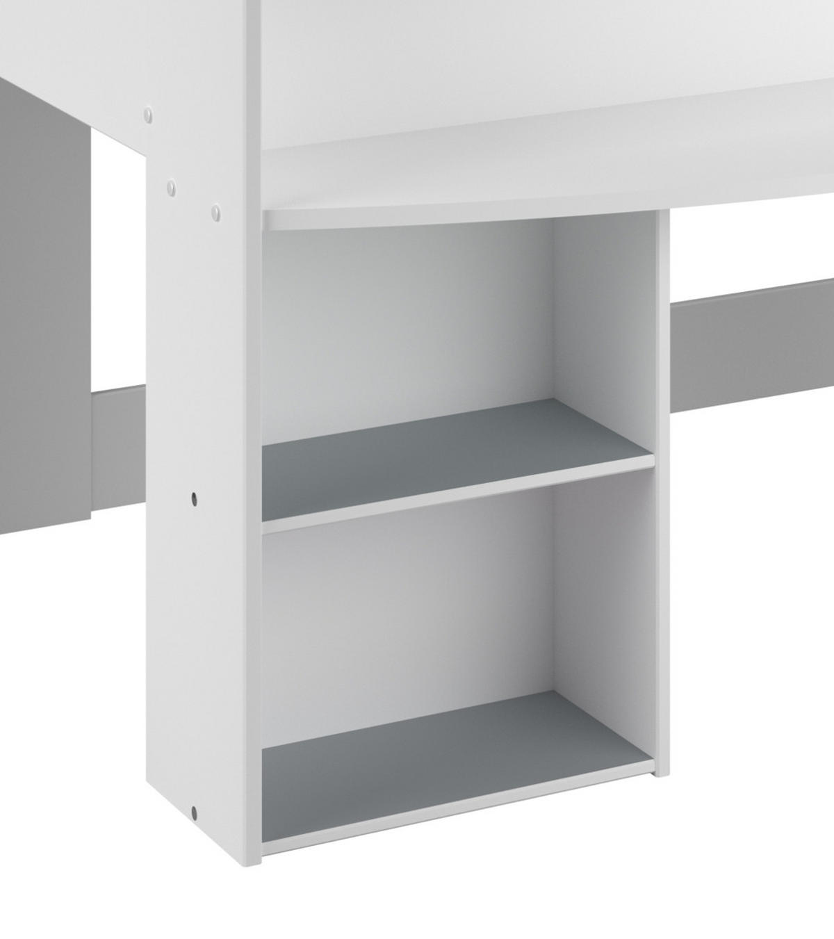 HOCHBETT Bett 90 x 200 cm mit Stauraum und Bastelfläche - Weiß/Kieferfarben, Holzwerkstoff (90/200cm) - Parisot Meuble