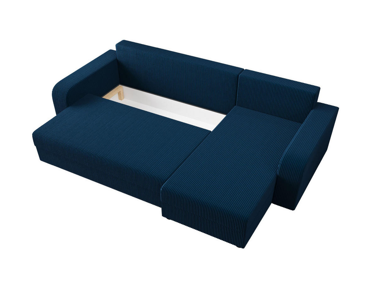 ECKSOFA HEWLET L BIS Zoom 13 Rechts mit Schlaffunktion - Dunkelblau, Textil (240/140cm) - Bedante