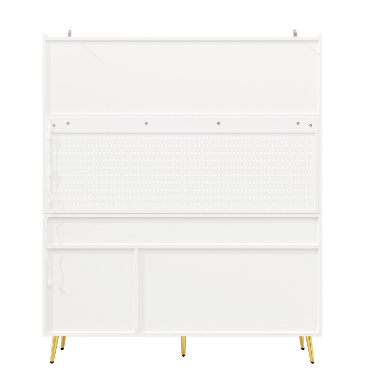BUFFETSCHRANK 145/39/171 cm mit LED-Beleuchtung, App-Steuerung und Schiebetüren aus MDF und Glas, Weiß - Weiß, Holzwerkstoff (145/171/39cm) - Redom