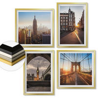 WANDBILDER 4er Set - 50x50 cm & 40x60 cm Goldrahmen - London-Ansichtsgemälde-Set - Goldfarben, Kunststoff (50/50cm) - ArtPrintCave