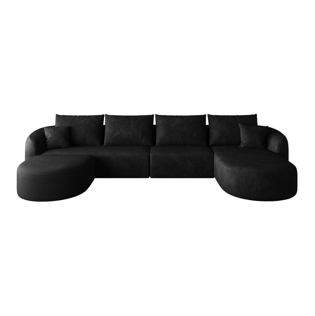ECKSOFA 336/168/85 cm schwarz aus Stoff ohne Montage - Schwarz, Textil (168/336cm) - OKWISH