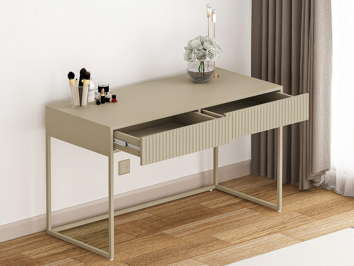 SCHREIBTISCH mit 2 Schubladen - Beige - CALDRIN - Beige, Holz (60/130/75cm) - Vente-Unique