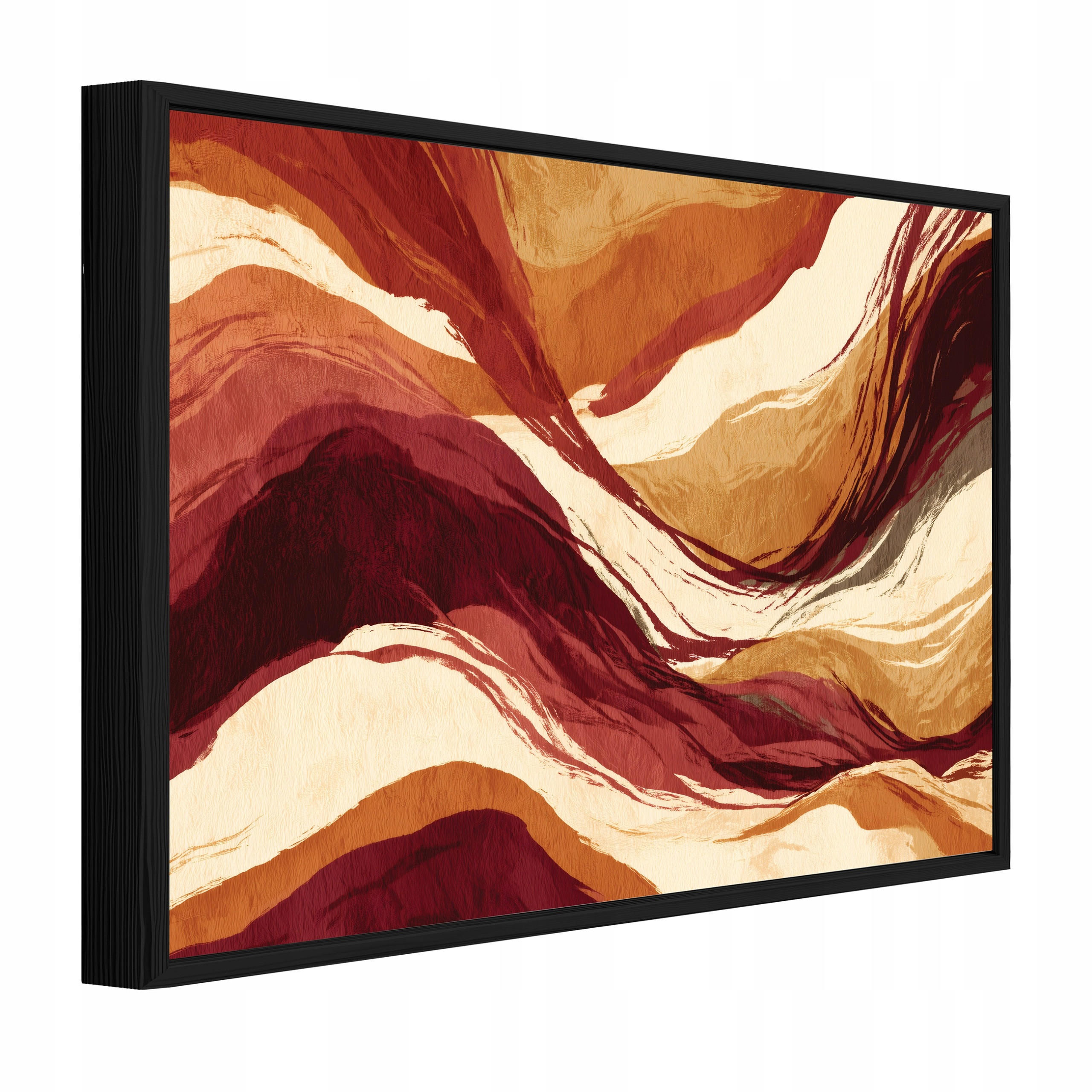 BILDER mit Rahmen Abstrakt Wellen Orange 120x80 cm - Multicolor, Holzwerkstoff (120/80cm) - Wallarena