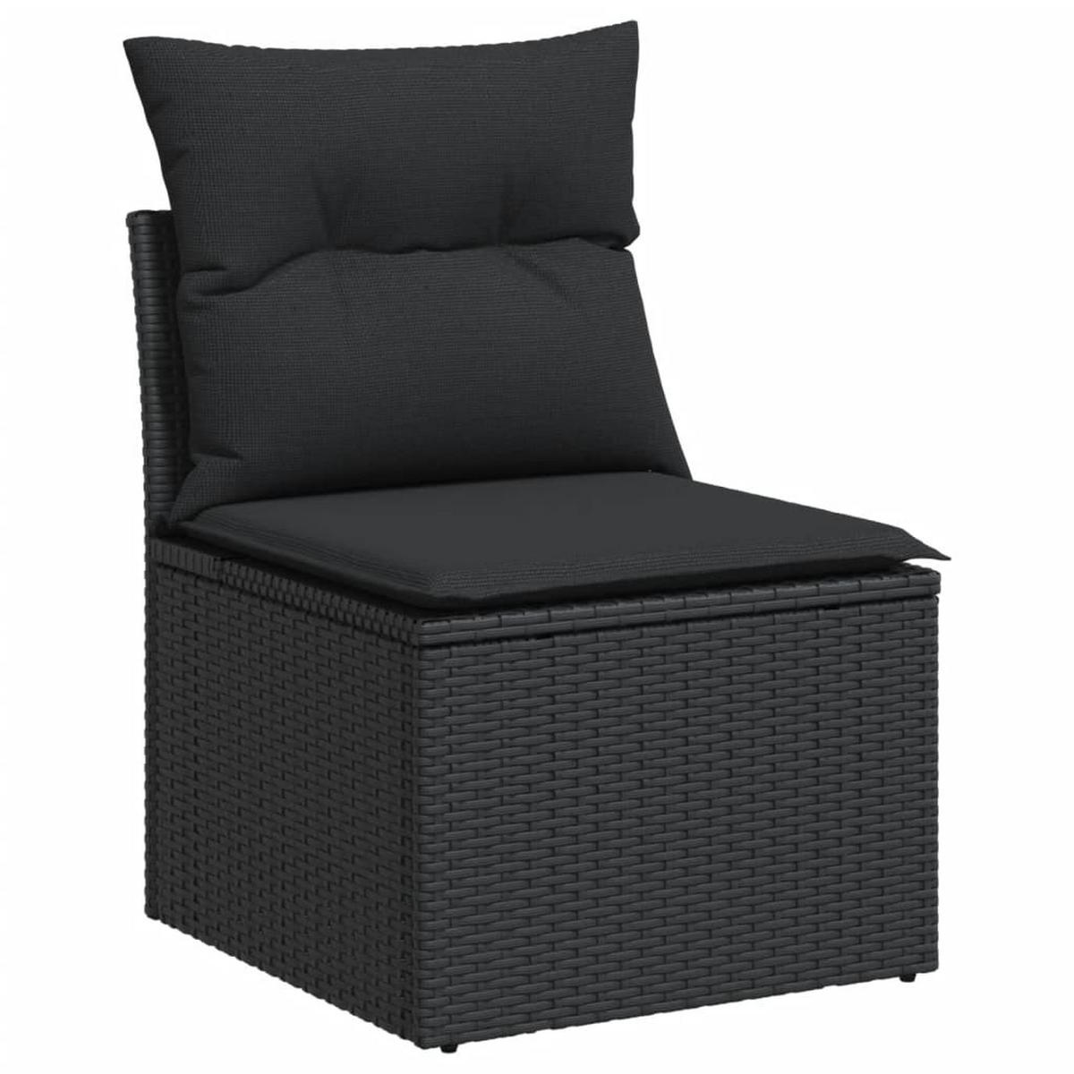GARTEN-SOFAGARNITUR 6-teilig Mit Kissen Schwarz Poly Rattan - Schwarz, Kunststoff - vidaXL