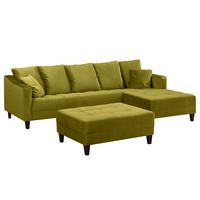 ECKSOFA mit Ottomane - Samt - Olivgrün, Textil (254/165cm) - home24