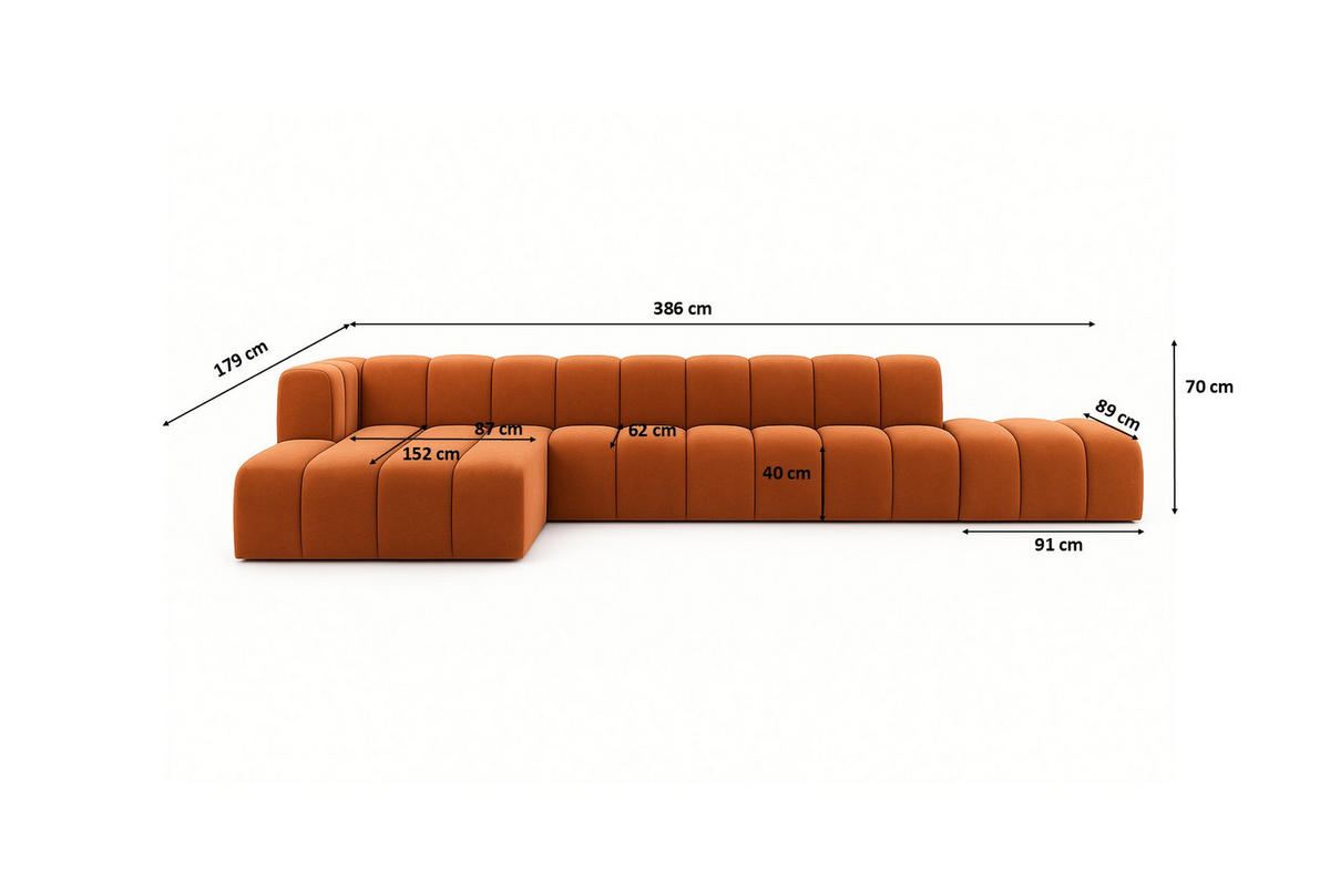 ECKSOFA Mit Hocker GRAND L, Stoff Salvador, Braun, Links - Braun, Holz (386/179cm) - Kaiser Möbel