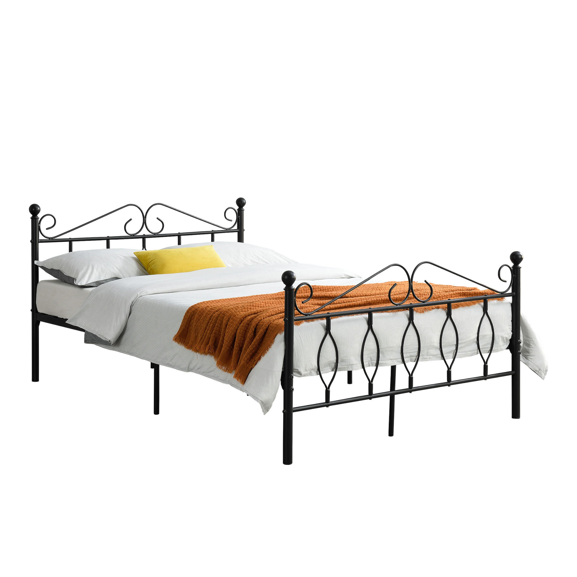 METALLBETT Apolda - Schwarz, Metall (140/200cm) - [en.casa]