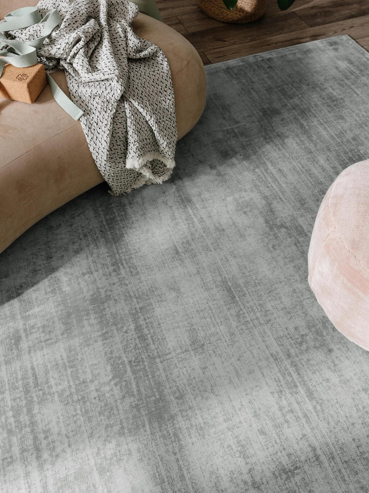 VISKOSETEPPICH Nova Dunkelgrau 120x170 cm - Dunkelgrau, Textil (120/170cm) - benuta Pure