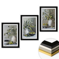 WANDBILDER 3er-Set - 20x30 cm Schwarzer Rahmen - Oliven in grauen Vasen - Schwarz, Kunststoff (20/30cm) - ArtPrintCave