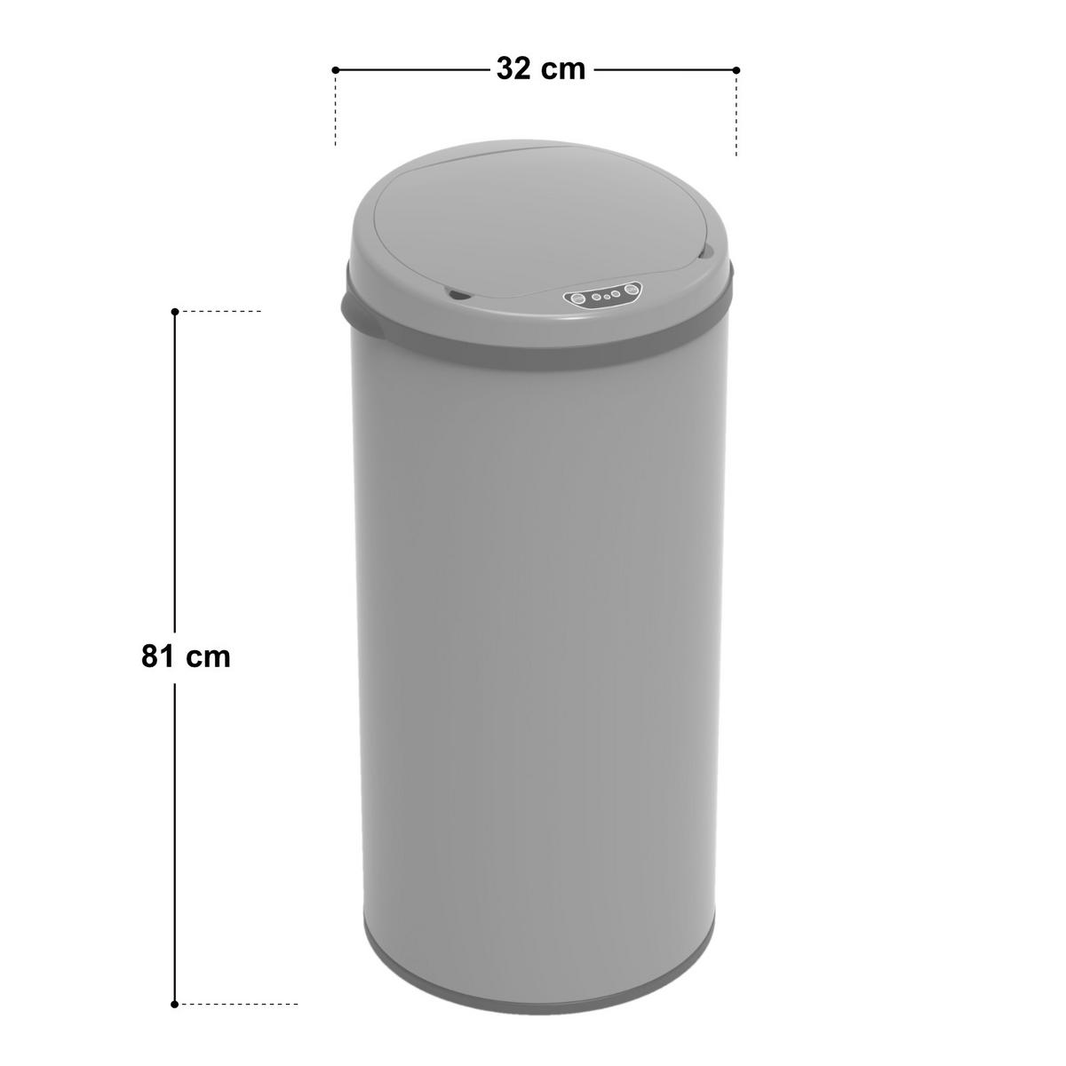 SENSORMÜLLEIMER 50L - Grau, Metall (32/81/32cm) - SVITA