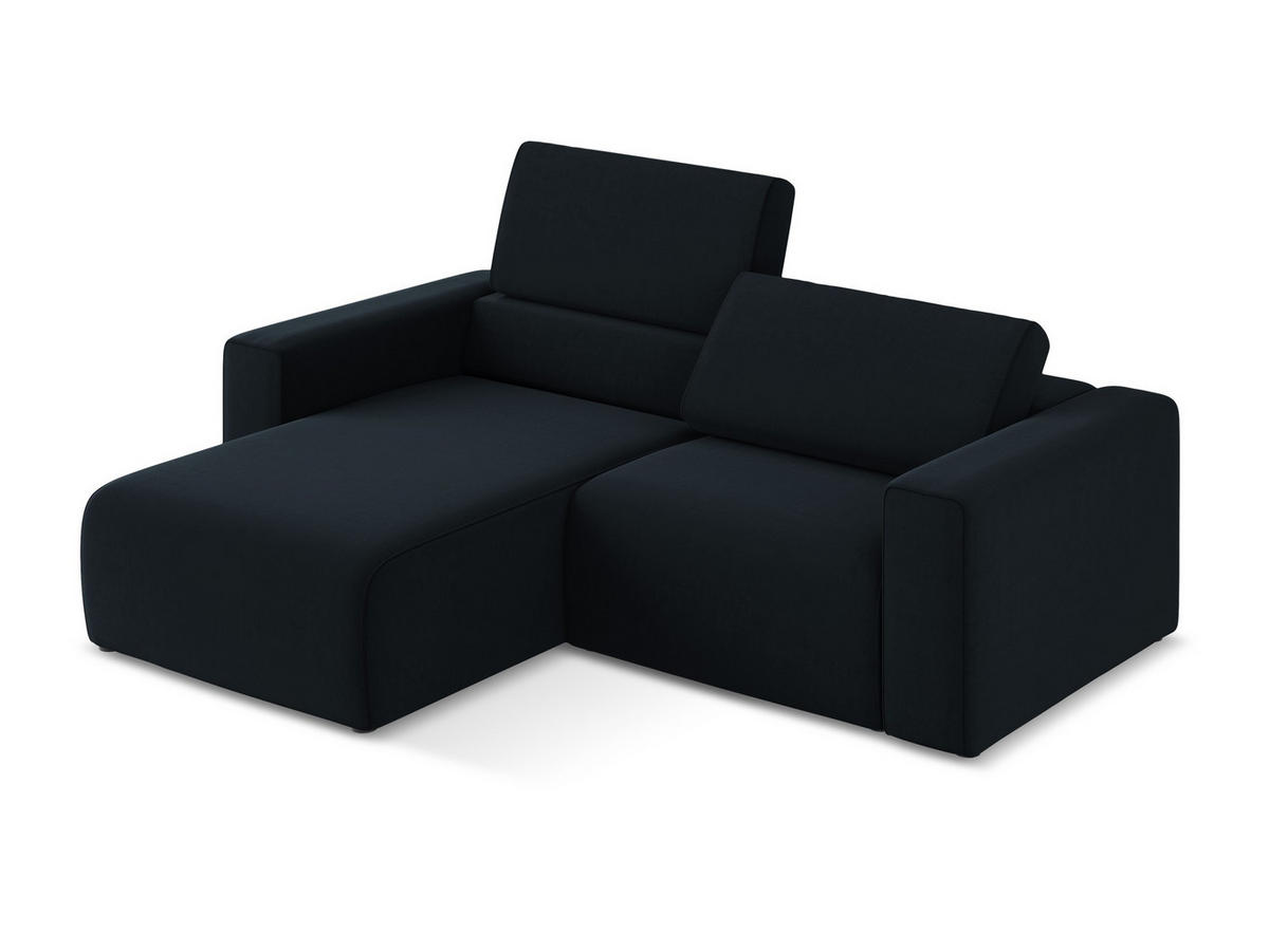ECKSOFA Links Samt Stoff Blau - Blau/Schwarz, Kunststoff/Textil (167/224cm) - Makamii