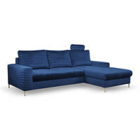 ECKSOFA NITRO R Blau (Velluto 25) - Blau, Holzwerkstoff (253/165cm) - Möblo