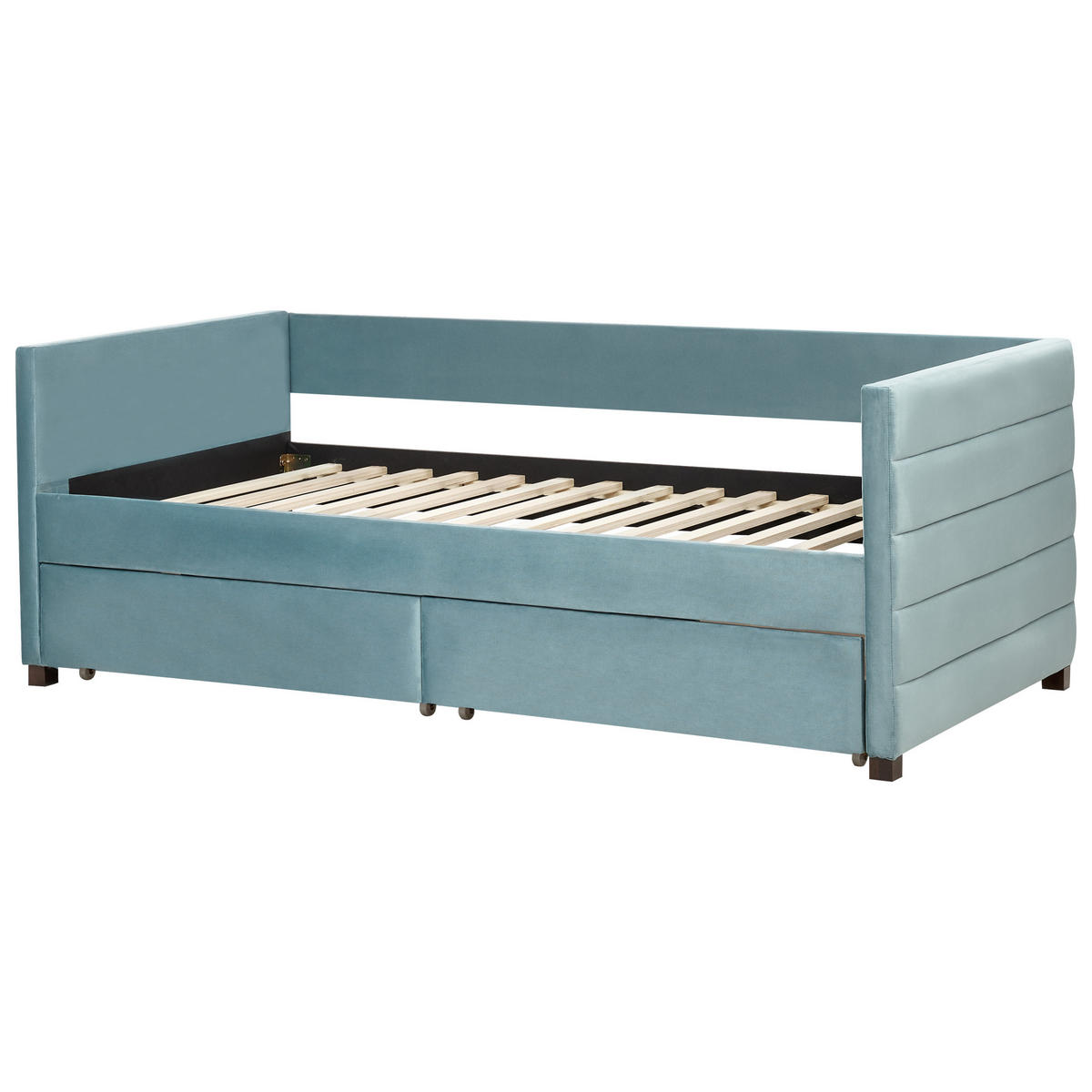 TAGESBETT mit Stauraum 90x200 cm Grün Marray - Mintgrün, Textil (90/200cm) - Beliani