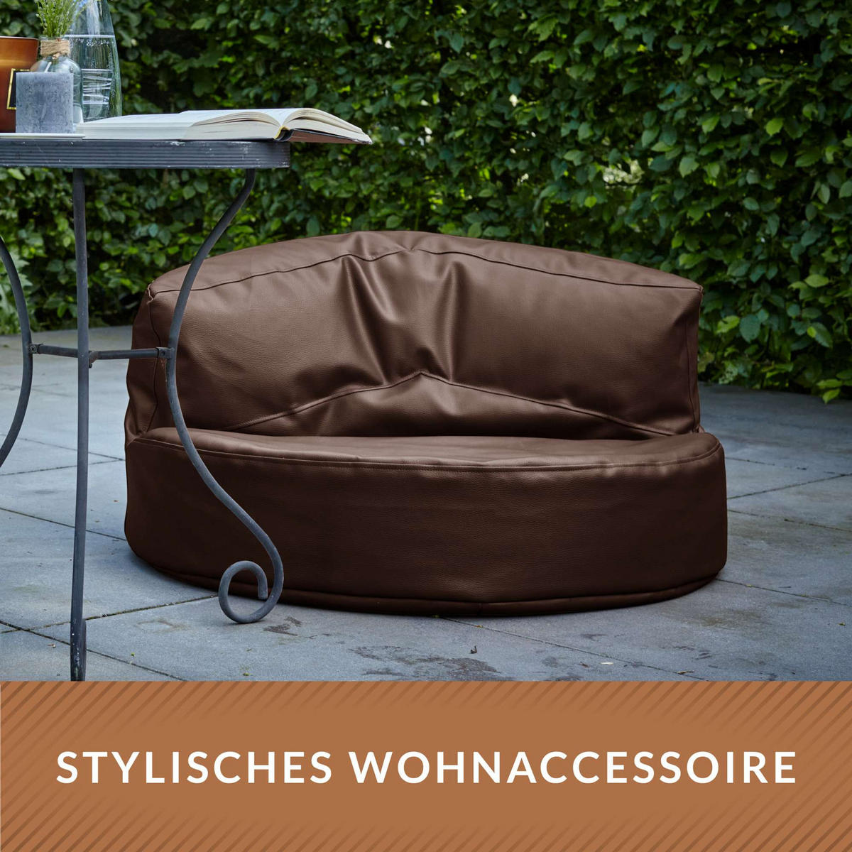 INDOOR LOUNGE SITZSACK Sofa Kunstleder - Dunkelbraun, Textil (90/50/50cm) - Green Bean