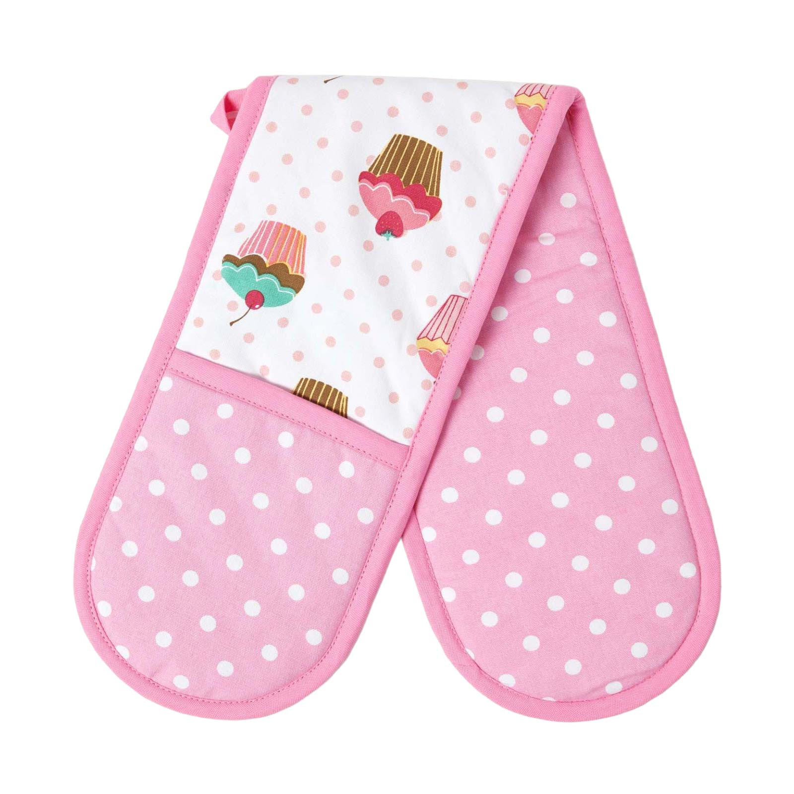 DOPPEL-OFENHANDSCHUH Cupcakes 18/84 cm, Baumwolle wattiert - Rosa, Textil (18/84cm) - Homescapes