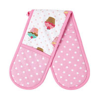 DOPPEL-OFENHANDSCHUH Cupcakes 18/84 cm, Baumwolle wattiert - Rosa, Textil (18/84cm) - Homescapes