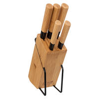 MESSERBLOCK Bamboo bestückt 6-tlg., mit Messern, Bambus, Stahl - Beige, Holz (8.2/35/18.5cm) - 5five Simply Smart