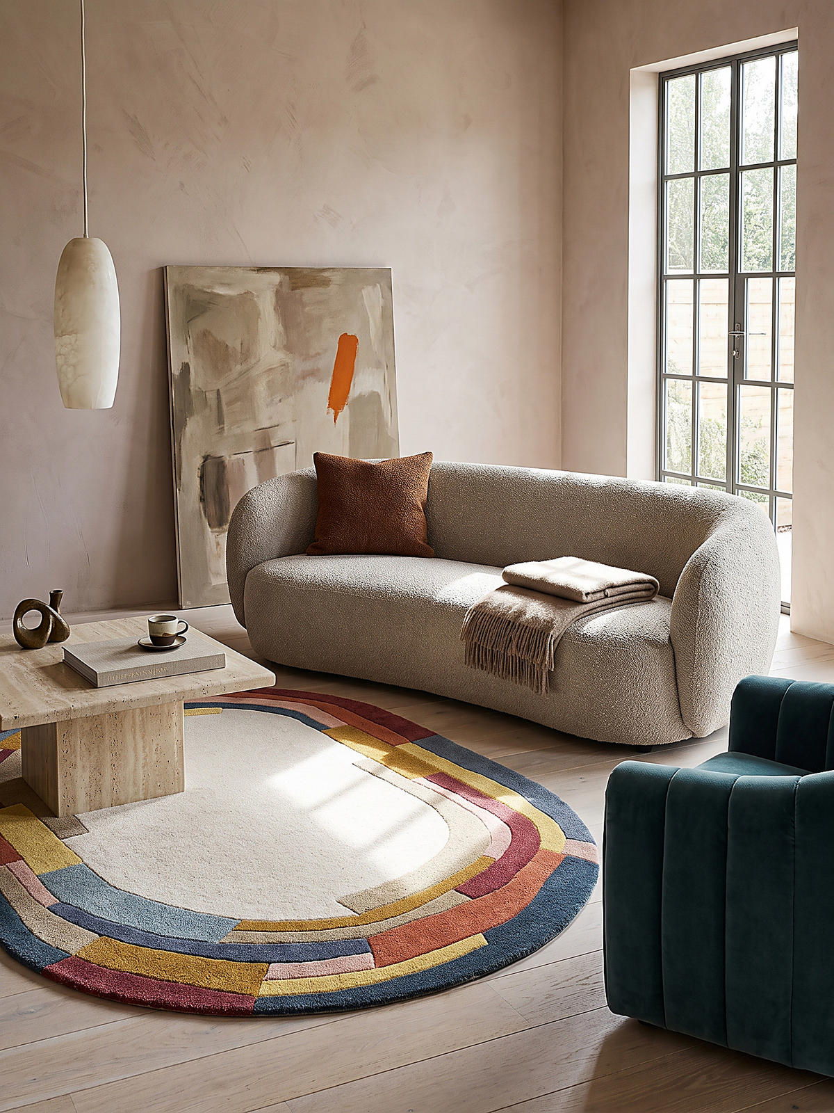 WOLLTEPPICH handgetuftet LUGAR, Farbblock-Bordüre, Multi, 160 x 230 cm - Multicolor, Textil (160/230cm) - KADIMA DESIGN