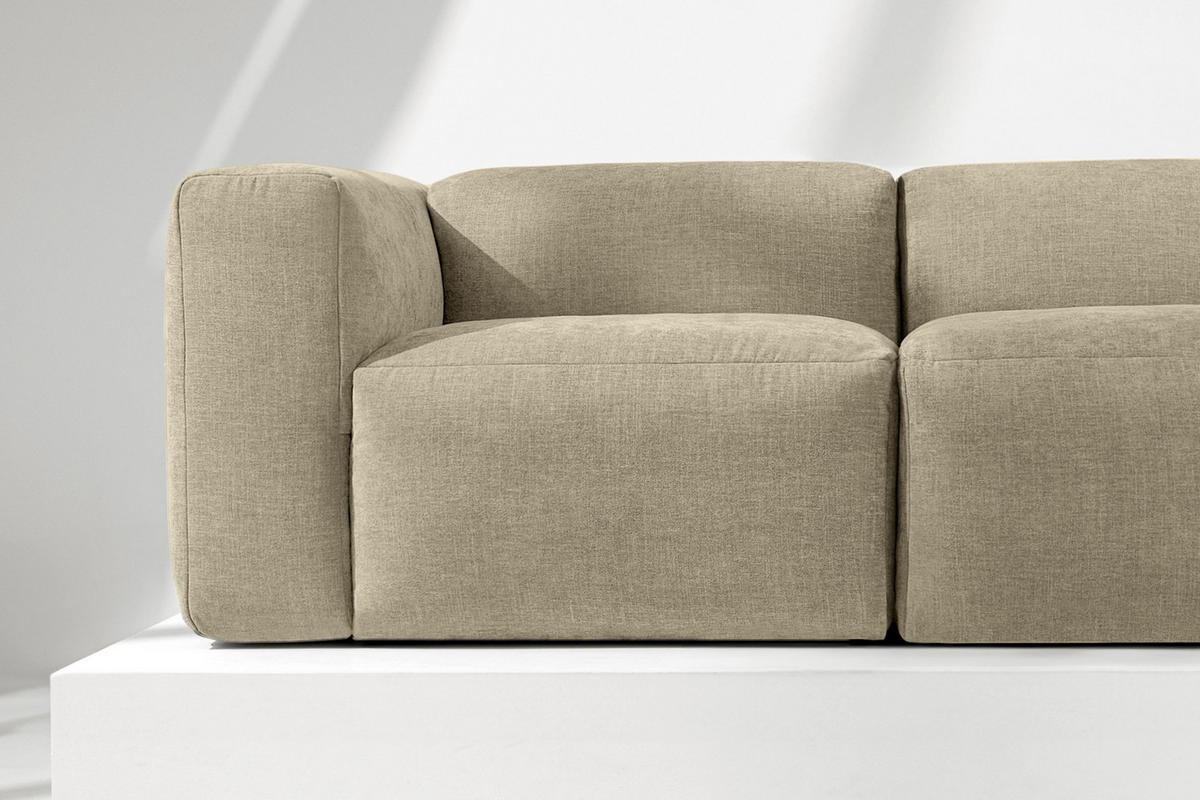 2-SITZER-MODULSOFA BUFFO mit extrem weicher und bequemer Sitzfläche, Gewebestoff, sandfarben - Sandfarben, Textil (210/73/96cm) - KONSIMO®