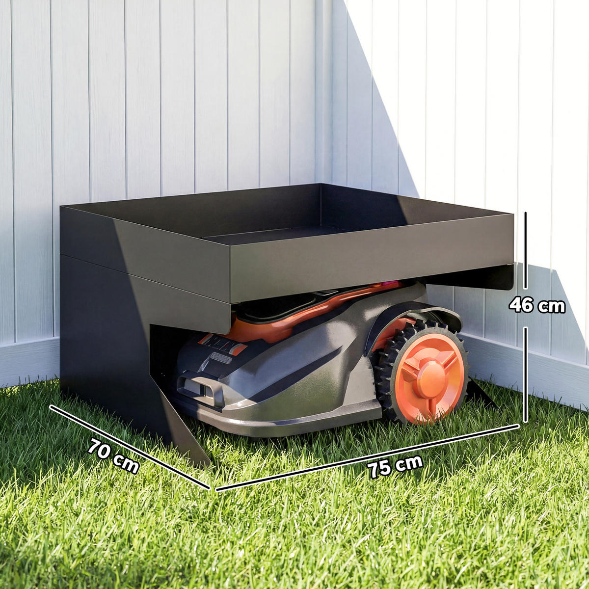 MÄHROBOTER-GARAGE Galvanisierter-Stahl Schwarz - Schwarz, Metall (70/46/75cm) - Outsunny