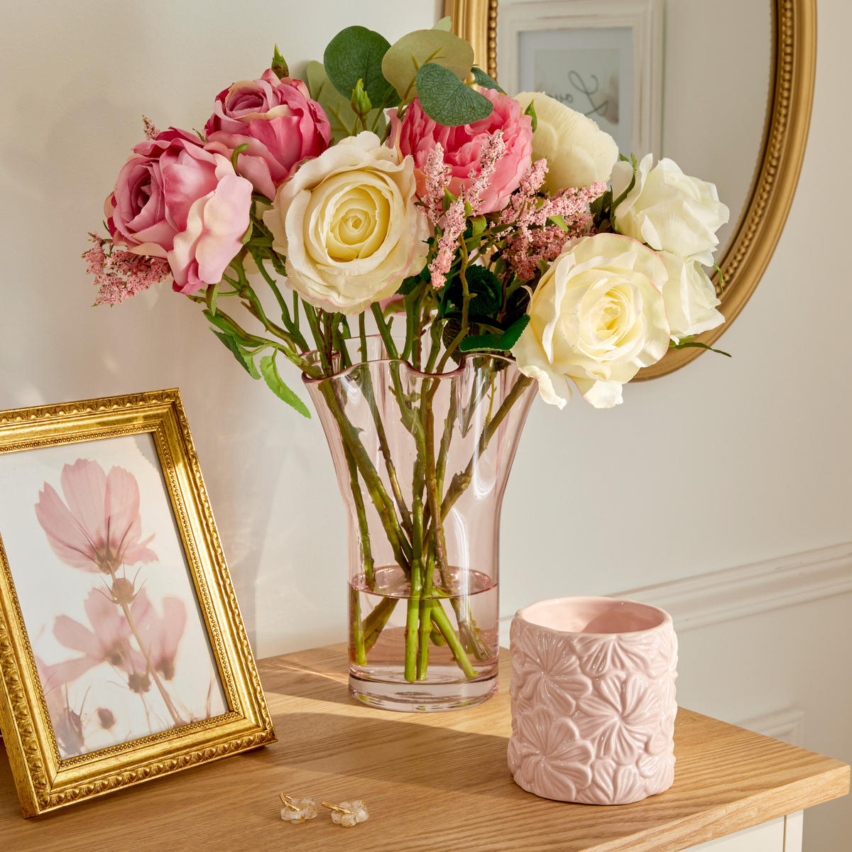 GLASVASE 17/17/23,5 cm - Rosa, Glas (17/23.5cm) - Atmosphera Createur d´interieur