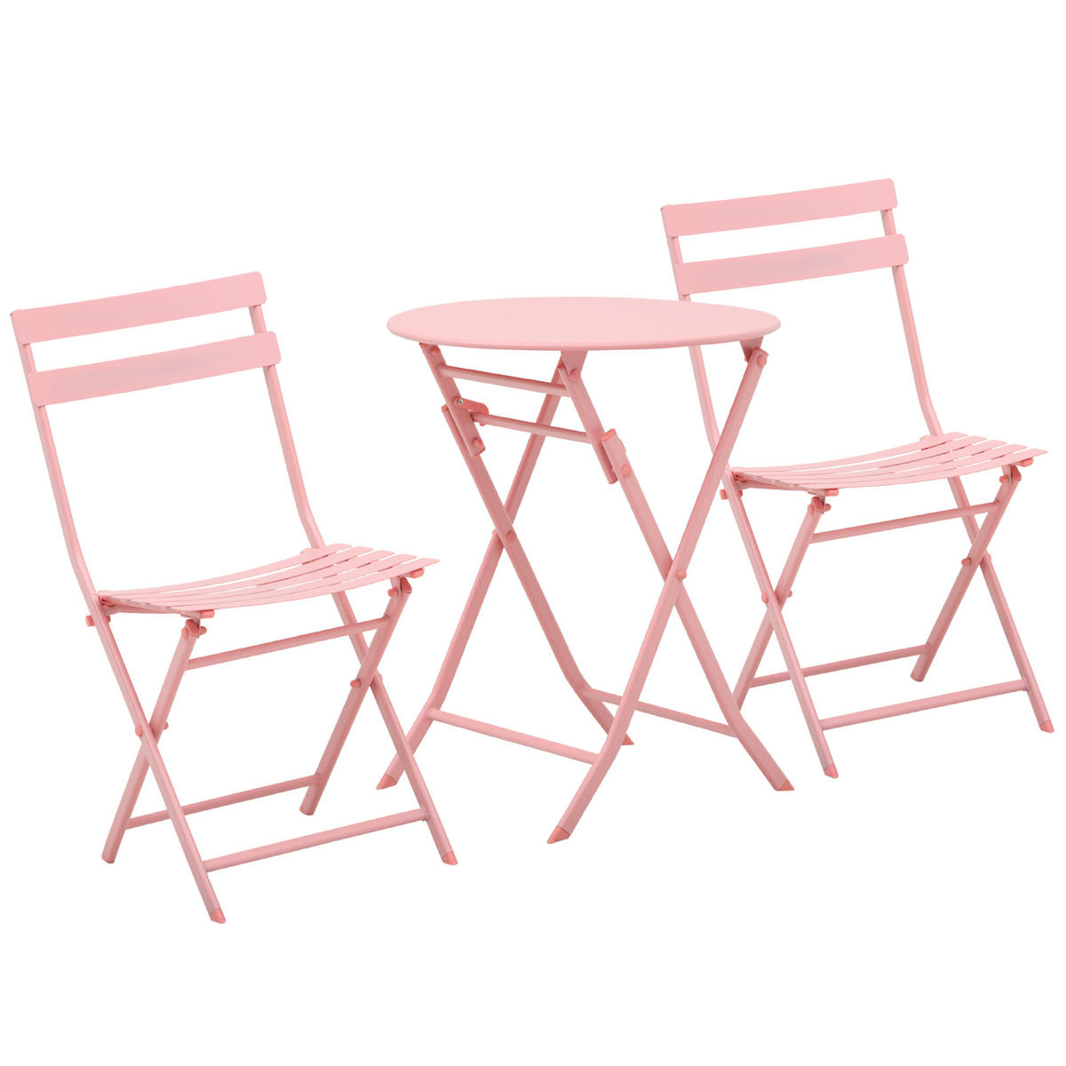 GARTENMÖBEL Set, Metall, Rosa - Rosa, Metall - Outsunny