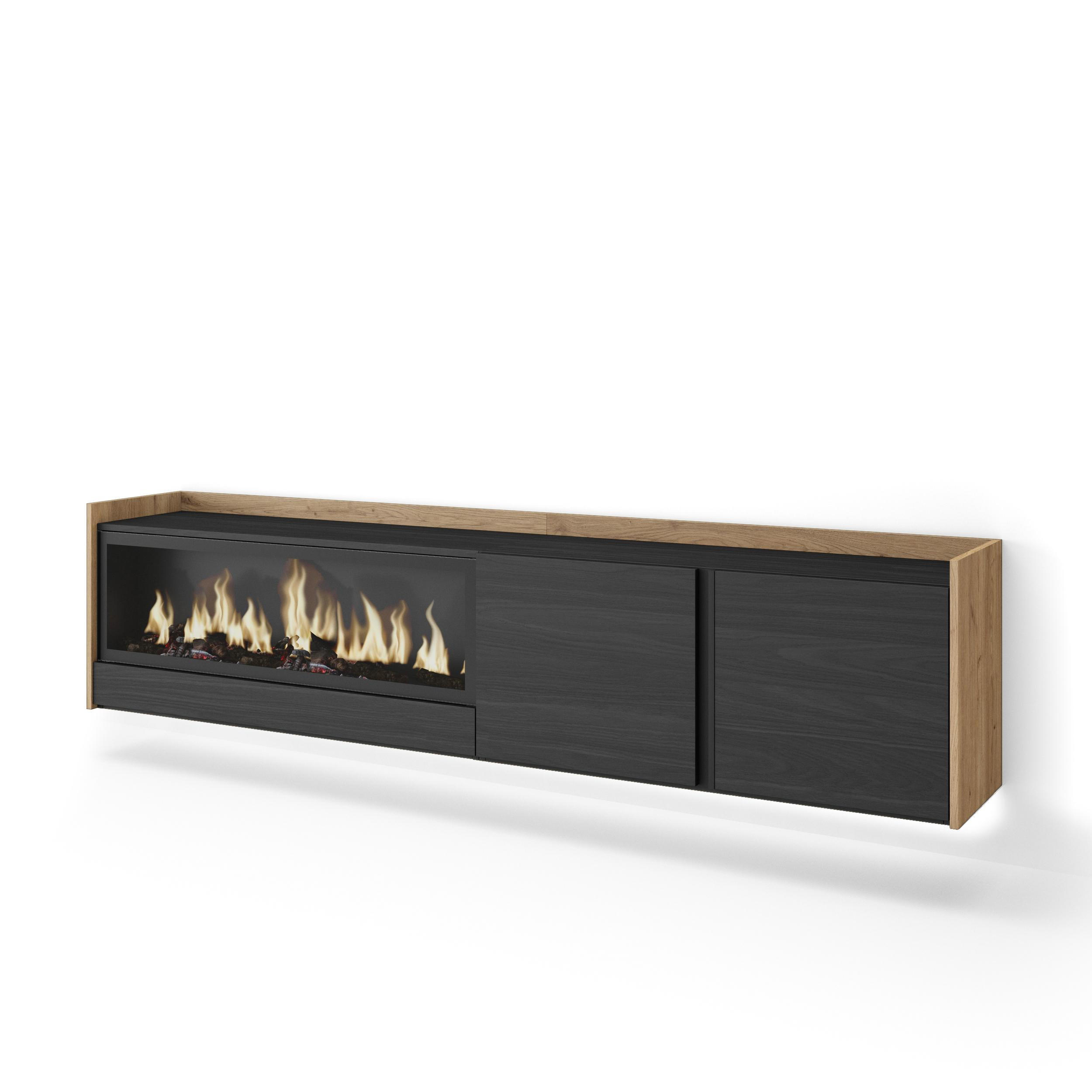 Skraut Home Lowboard, Schwarz 212x50x35 cm
